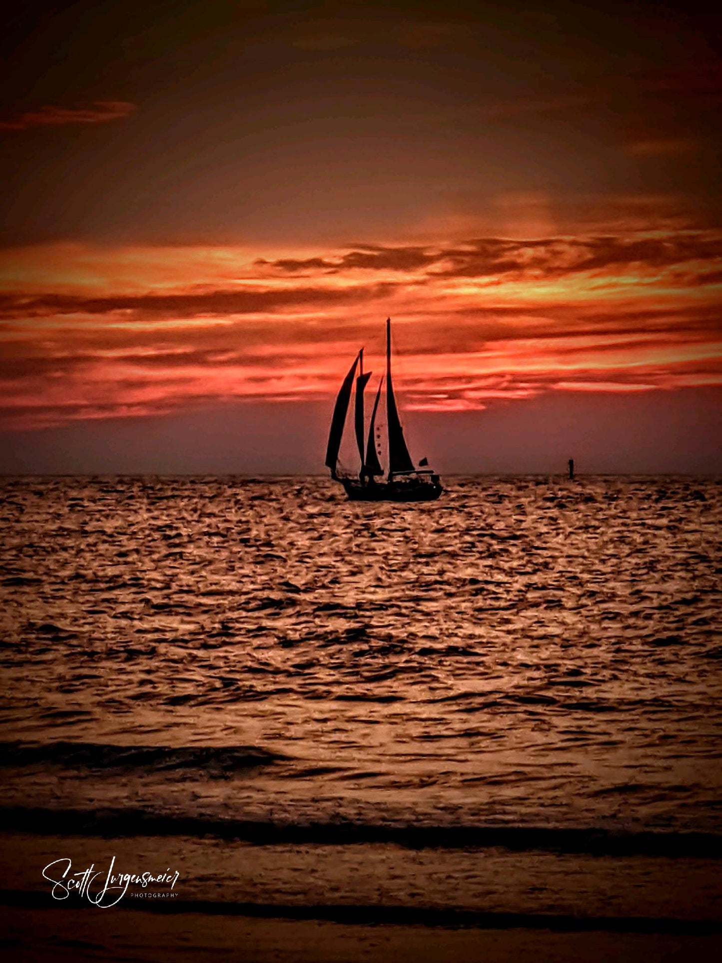 Sailboat in Ocean at Clearwater Beach, FL