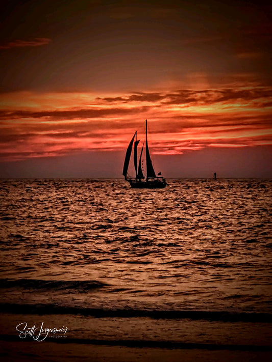 Sailboat in Ocean at Clearwater Beach, FL